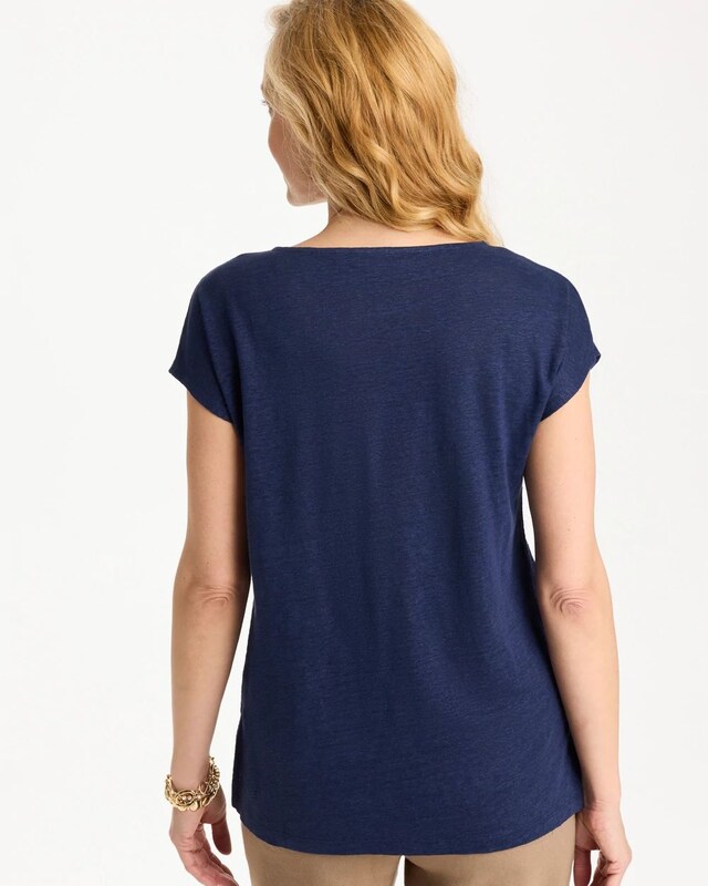 Embroidered Linen Dolman Tee - image 3